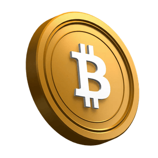 Schräg ausgerichtete Bitcoin BTC Münze als grafisches Element im Hero-Bereich